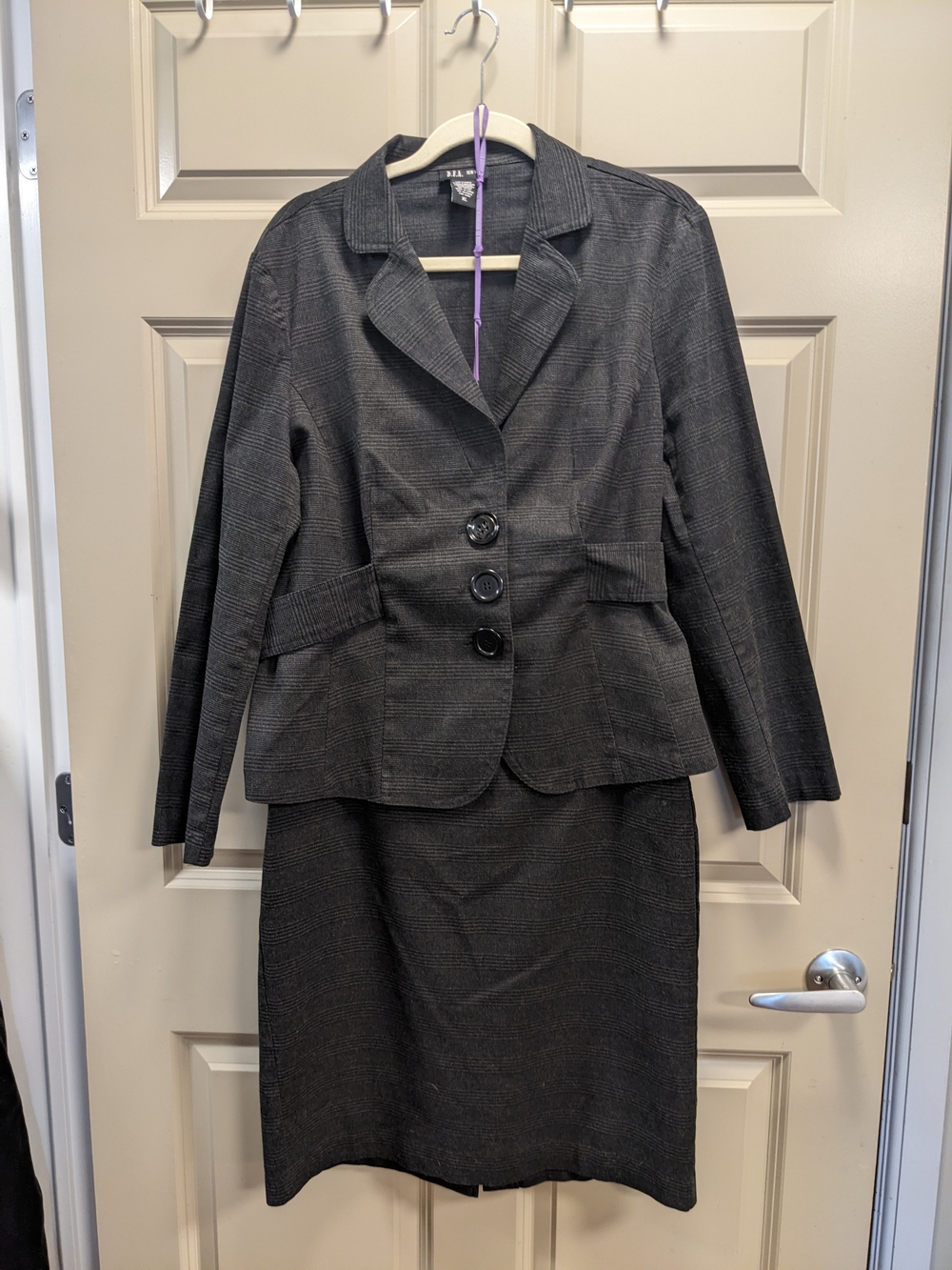 D.F.A. New York Glen Plaid 2 Piece Pencil Skirt Blazer Suit Set Size XL/12